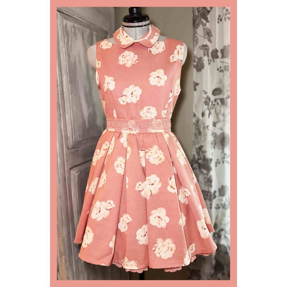 Liz Lisa Collared Floral Pink Dress Jfashion Gyaru Himekaji Coquette Autumn 2013 - Picture 3 of 16